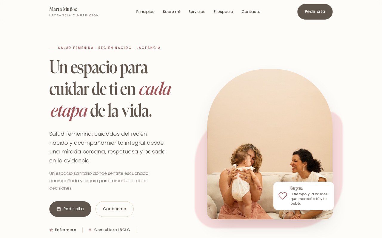 Web de la clínica de Marta Muñoz, enfermera y consultora de lactancia